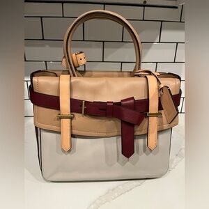 Reed Krakoff Tan and Burgundy Boxer Tote Bag